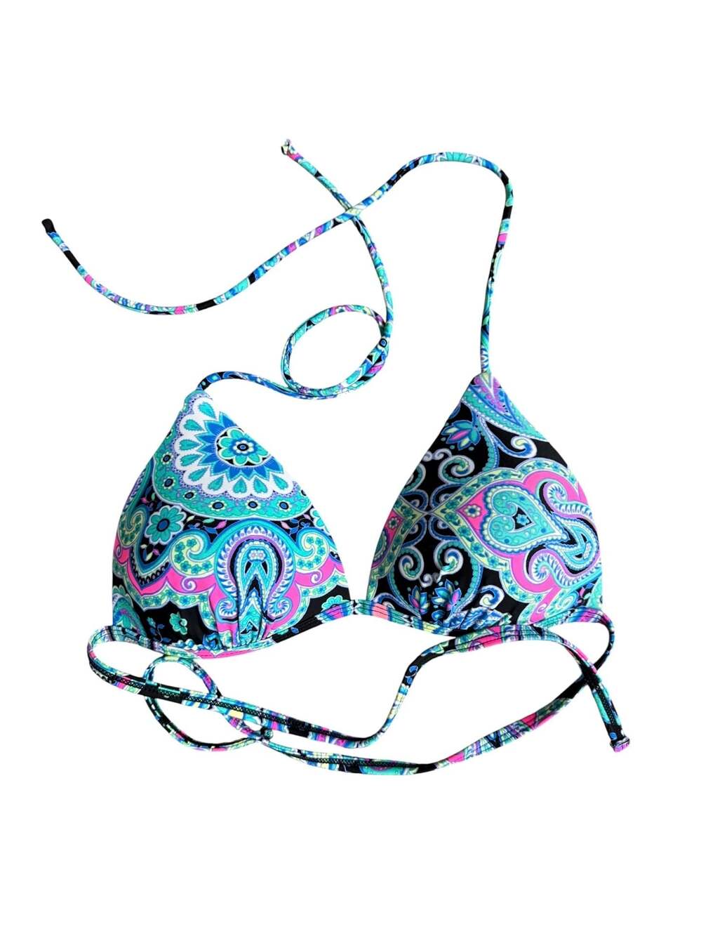 OP Paisley Print Halter Triangle Bikini Swim Top M